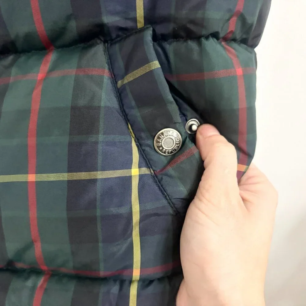 EUC Men's Banana Republic Puffer Down Filled Plaid Vest - sz XS